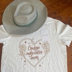 Rue De Seine Women's Size M "Cowboys Make Better Lovers" Organic Cotton Tee NWT